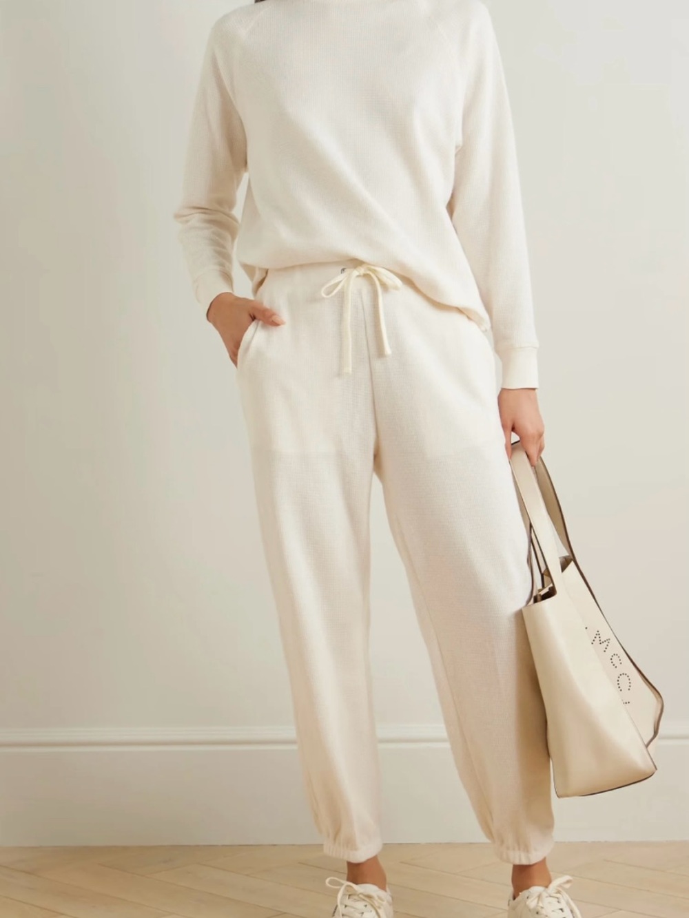 James Perse waffle knit cotton-cashmere blend top size 4/XL ivory